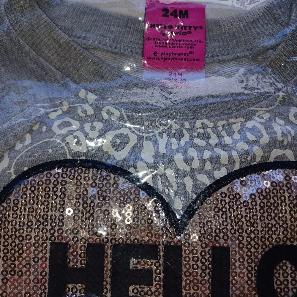 Hello Kitty Baby Girl Sequin Heart Tutu Dress Size 24 Mo Fleece Long Sleeve NWT